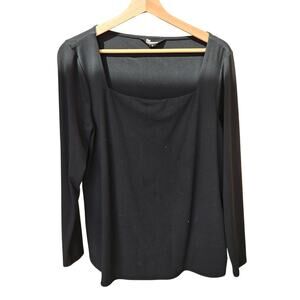 The Commons 1X Black Square-neck Longsleeve Top [0118]